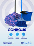 Combo #10 - Combo Trapeador Microfibra con Escoba Regular y Cubeta Exprimidora