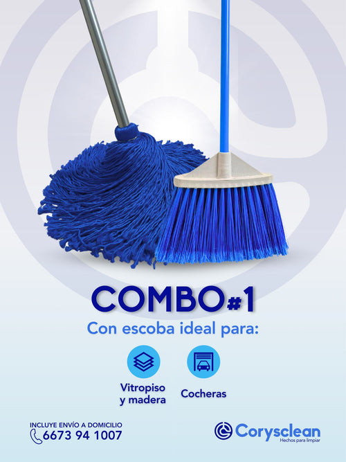 Combo #1 - Combo Con Escoba Ideal para Vitropiso, Madera y Cocheras