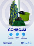 Combo #13 - Combo Trapeador Microfibra con Escoba Plus y Cubeta Exprimidora