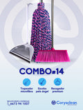 Combo #14 - Combo Trapeador Microfibra con Escoba Pelo de Ángel y Recogedor Premium