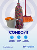 Combo #11 - Combo Trapeador Microfibra con Escoba Suave y Cubeta Exprimidora